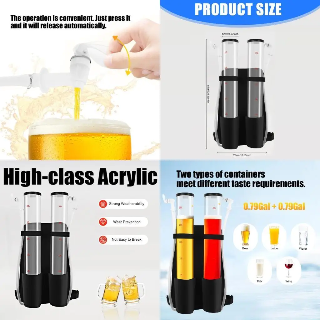 

G6KF Portable 6L рюкзак в стиле Dispenser Dispenser Doals для вечеринок на открытом воздухе.