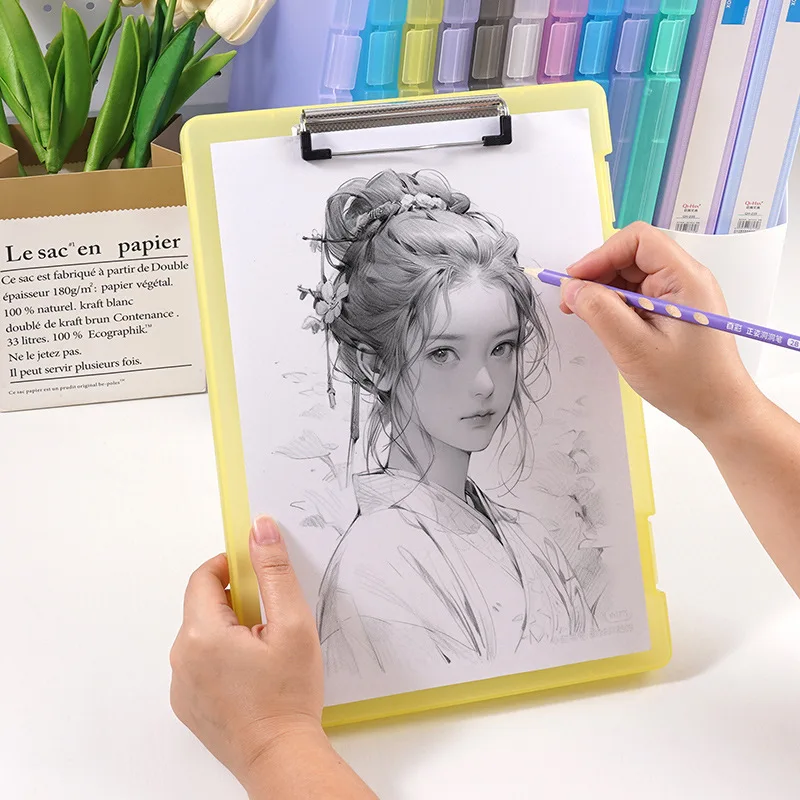 Multi-functional File Folder with Clipboard and Stationery Box Portable File Box for Student Teacher School