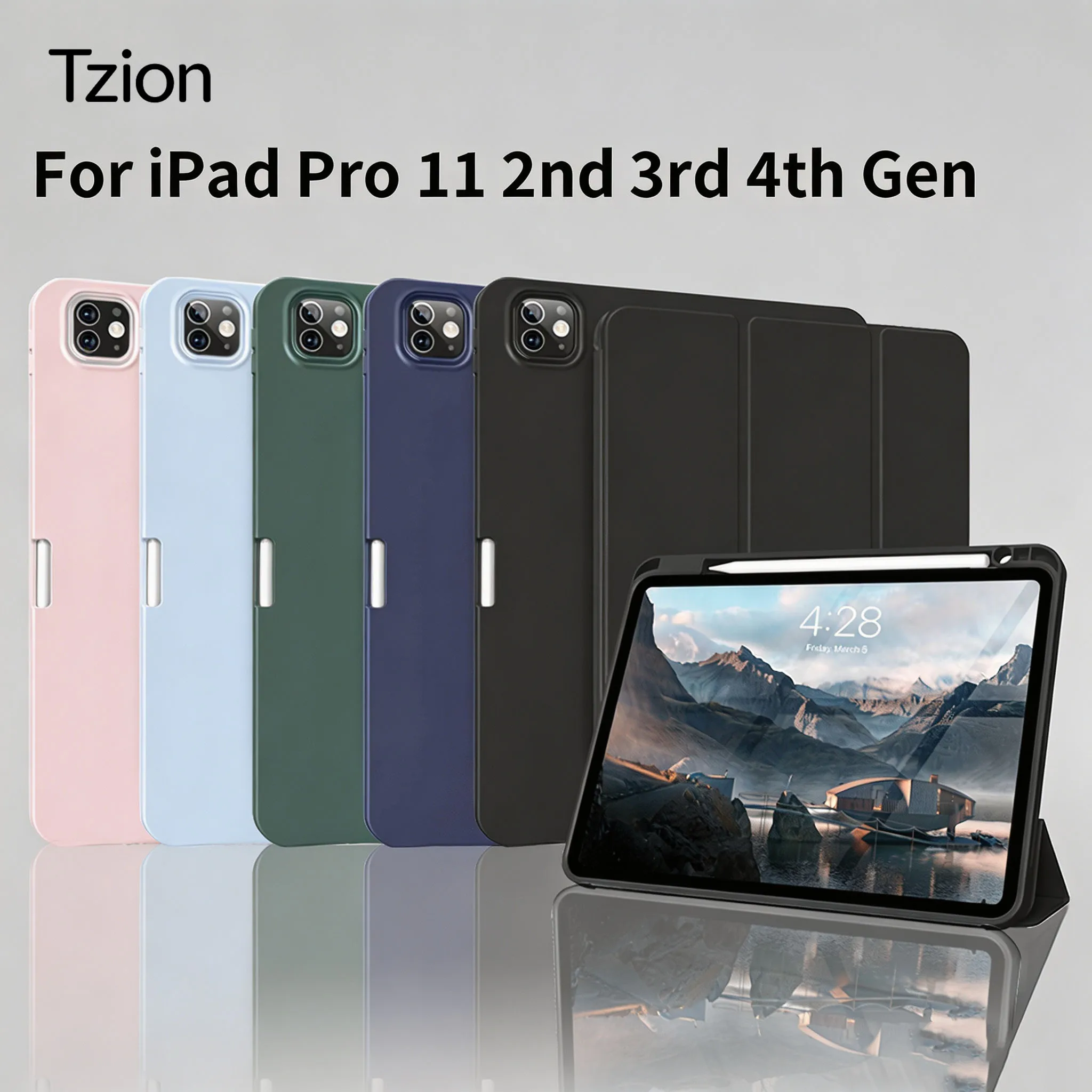 Case For iPad Pro 2nd/3rd/4th Gen 11inch 2020/2021/2022, Trifold Stand Cover With Pencil Holder, Auto Sleep/Wake