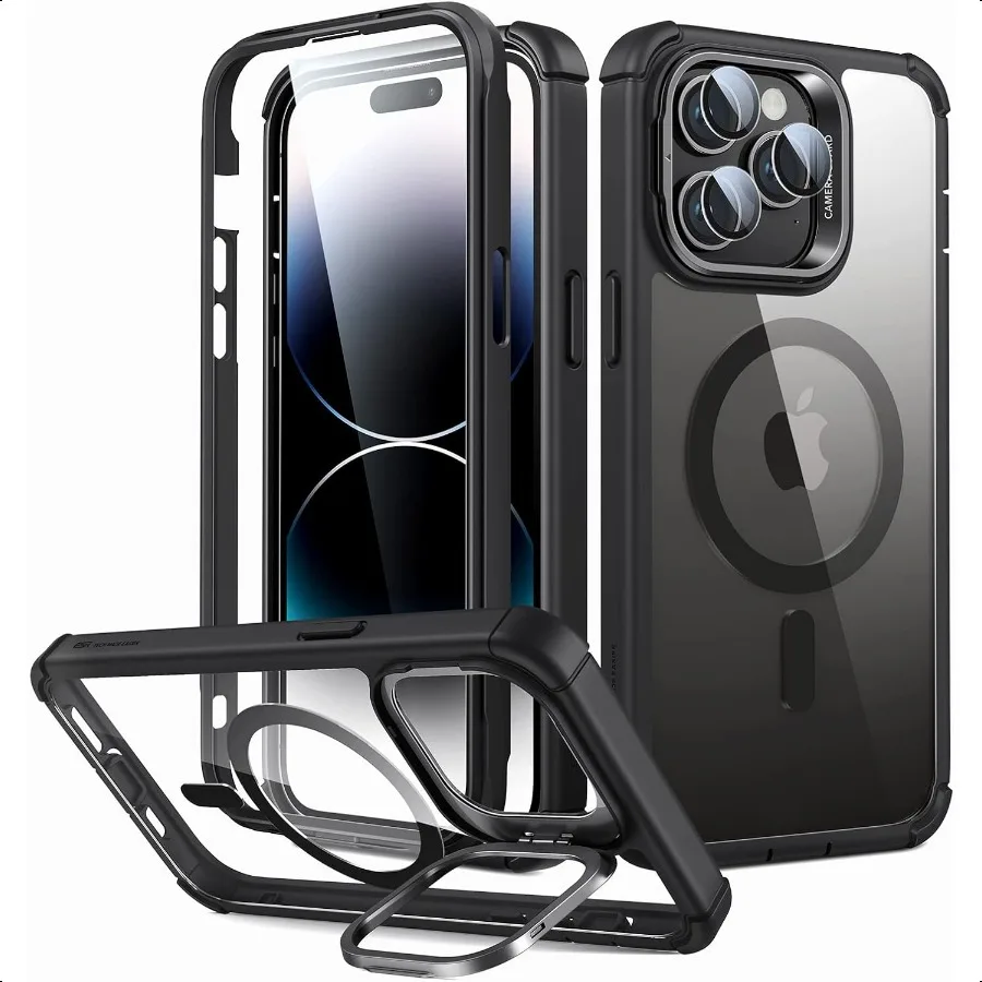 

ESR for iPhone 14 Pro Case with Stand Compatible with MagSafe FullBody MilitaryGrade Drop Proof Case with Builtin 9H+ Tempered