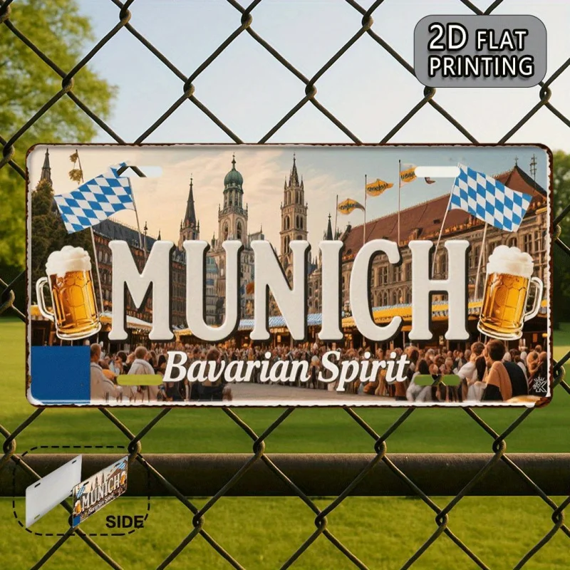 2D Flat - 2Dflat, Munich Vintage Metal Sign Decorative Sign, Vintage Bavarian Spirit Decorative Plaque, Wall Hanging Decoration