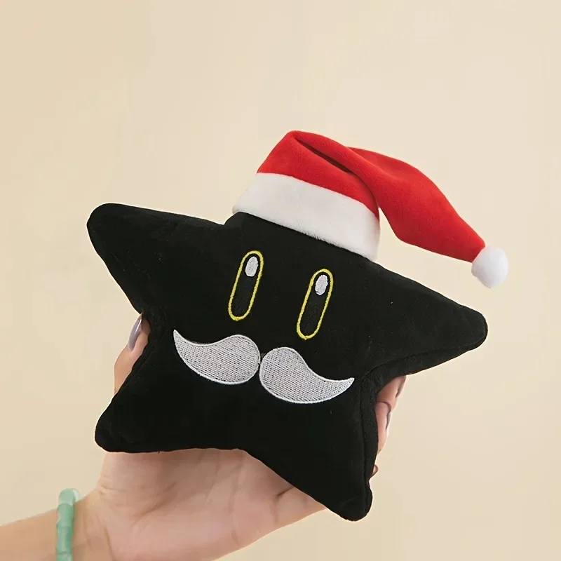 Brinquedo de pelúcia chapéu de natal estrela de cinco pontas para decoração de casa presente de natal estrela brinquedo de pelúcia travesseiro