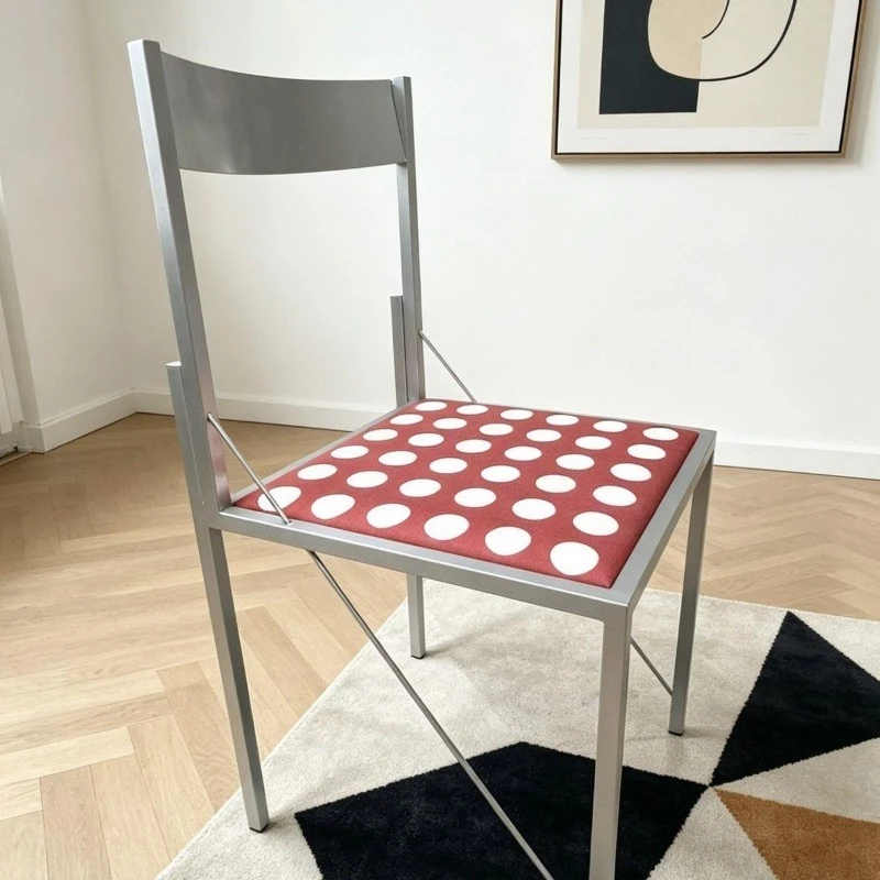 Modern minimalist light luxury dining chair lounge chair with red polka dot design