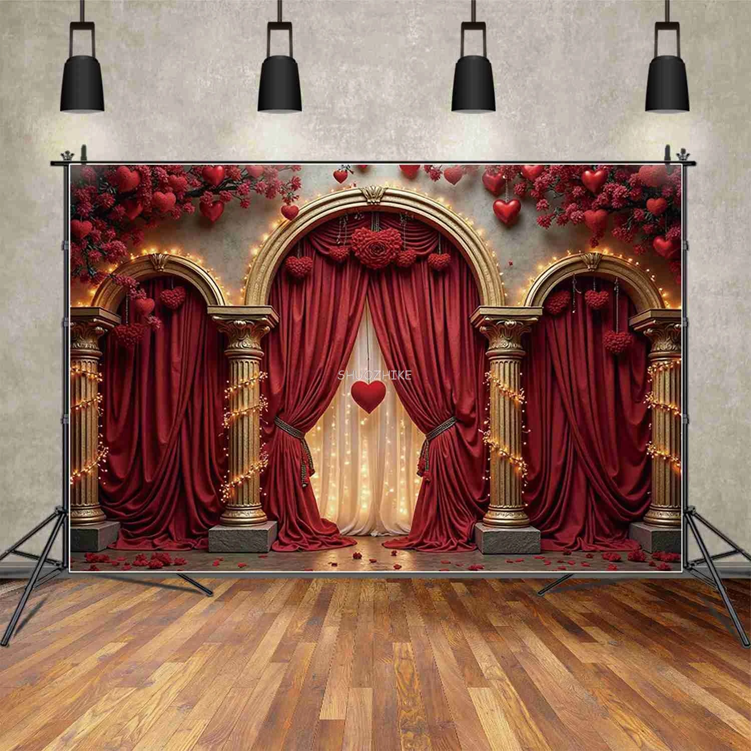 February 14 Valentine's Day Photography Backdrop Red Rose Teddy Bear Photozone Background Photo Studio Photobooth Props