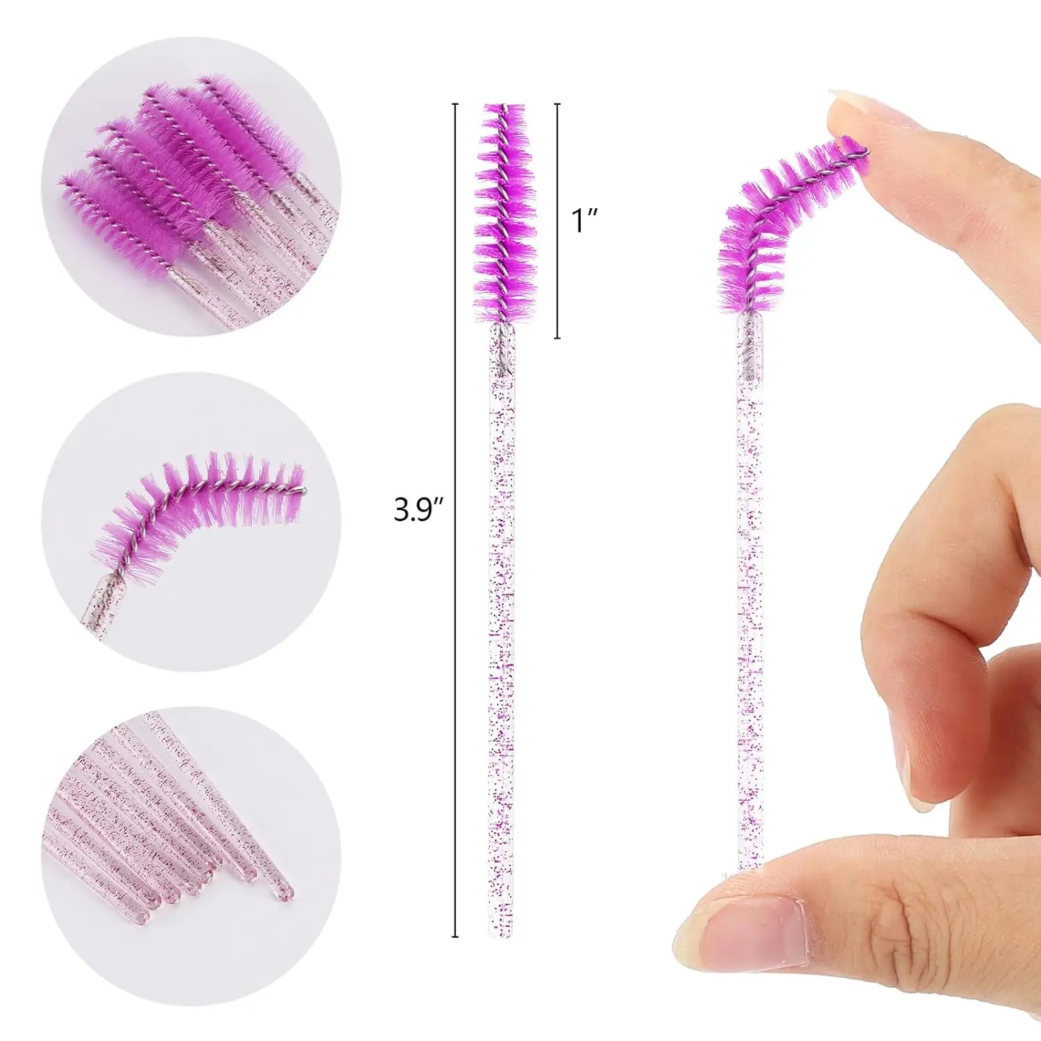 300/500Pcs Crystal Eyelash Brush Disposable Mascara Wands Eyelash Extension Microbrush Eyebrow Applicator Makeup Brush