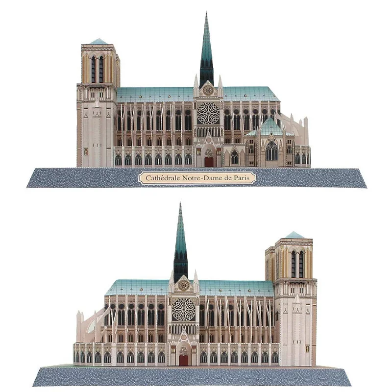 France Notre-Dame De Paris Cathedral 3D Paper Model House Papercraft DIY Art Origami Building Adult Handmade Craft Toys QD-152