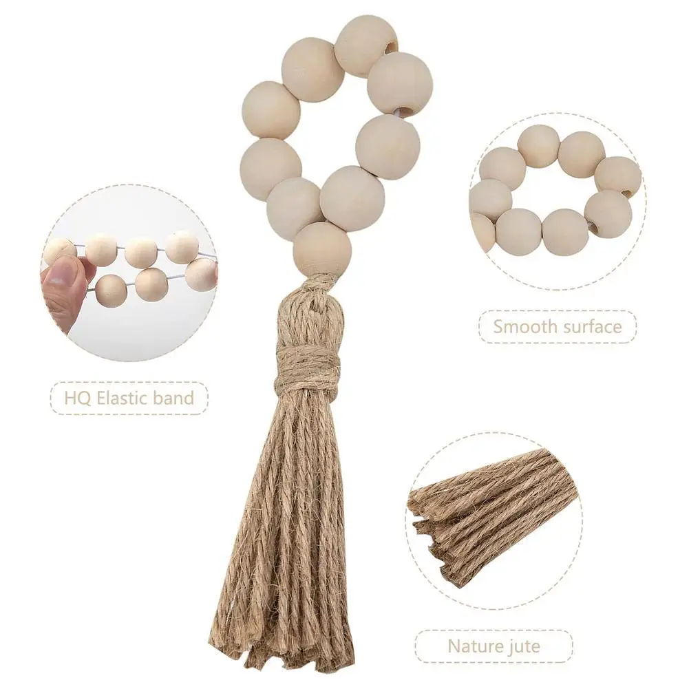 NEW 12pcs Natural Wooden Beads Napkin Rings With Tassels Napkin Holders For Christmas Farmhouse Wedding Home Table Decoration