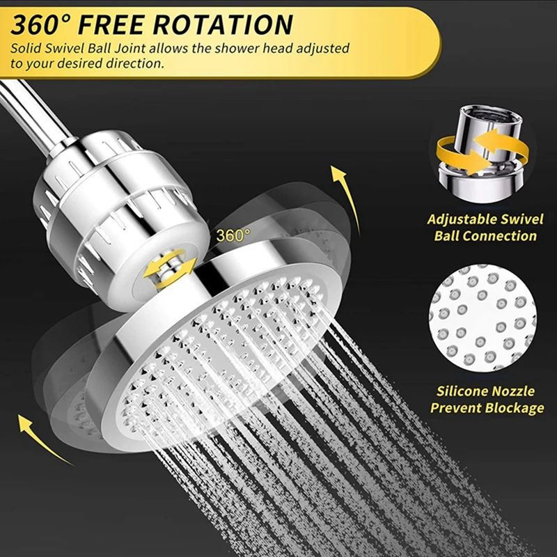 Shower Head And Hard Water Filter, 15 Stage Shower Filter Removes Chlorine &Harmful Substances Water Softener Showerhead