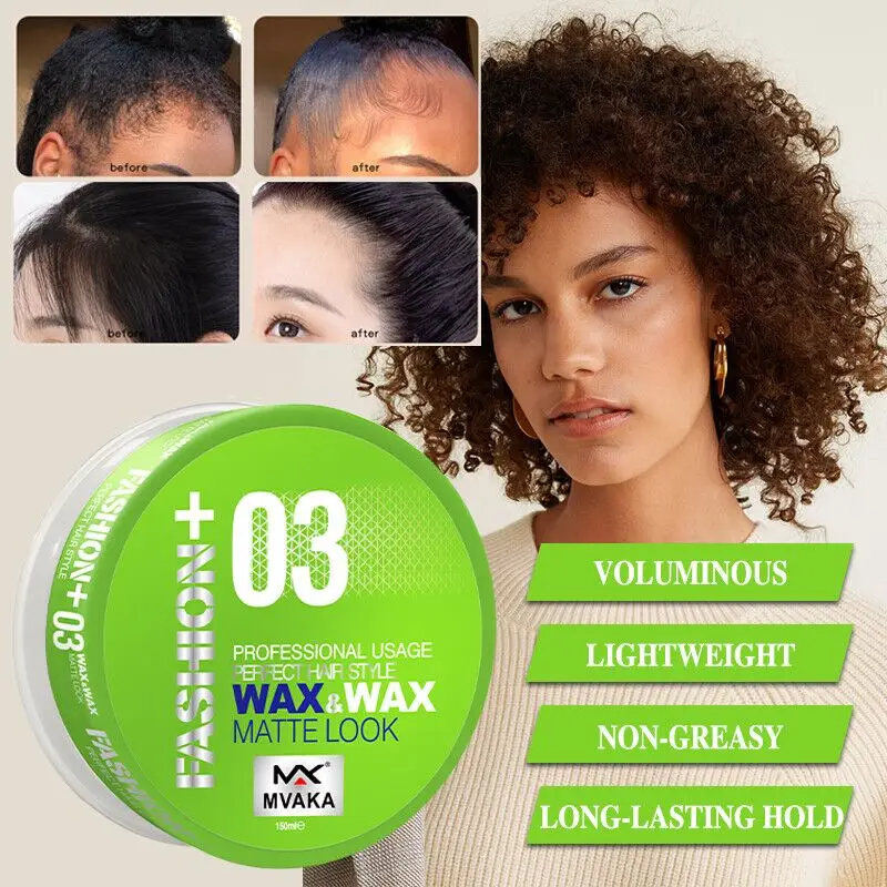 

MVAKA Strong Hold Edge Control Hair Wax Natural Ingredients Easy to Wash Out Braiding Gel Styling Oil Control No White Residue