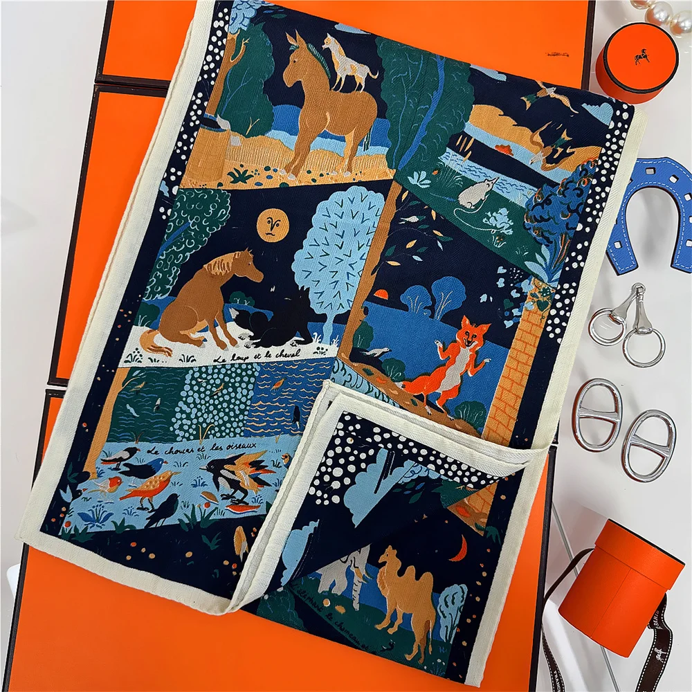 30 % Seide, 70 % Kaschmir-Schal für Damen, handgerollt, bedruckt, lange Schals, Wickel, Bandana, große Tücher, Hijabs, weibliche Foulards, 160 x 32 cm – Detail 4