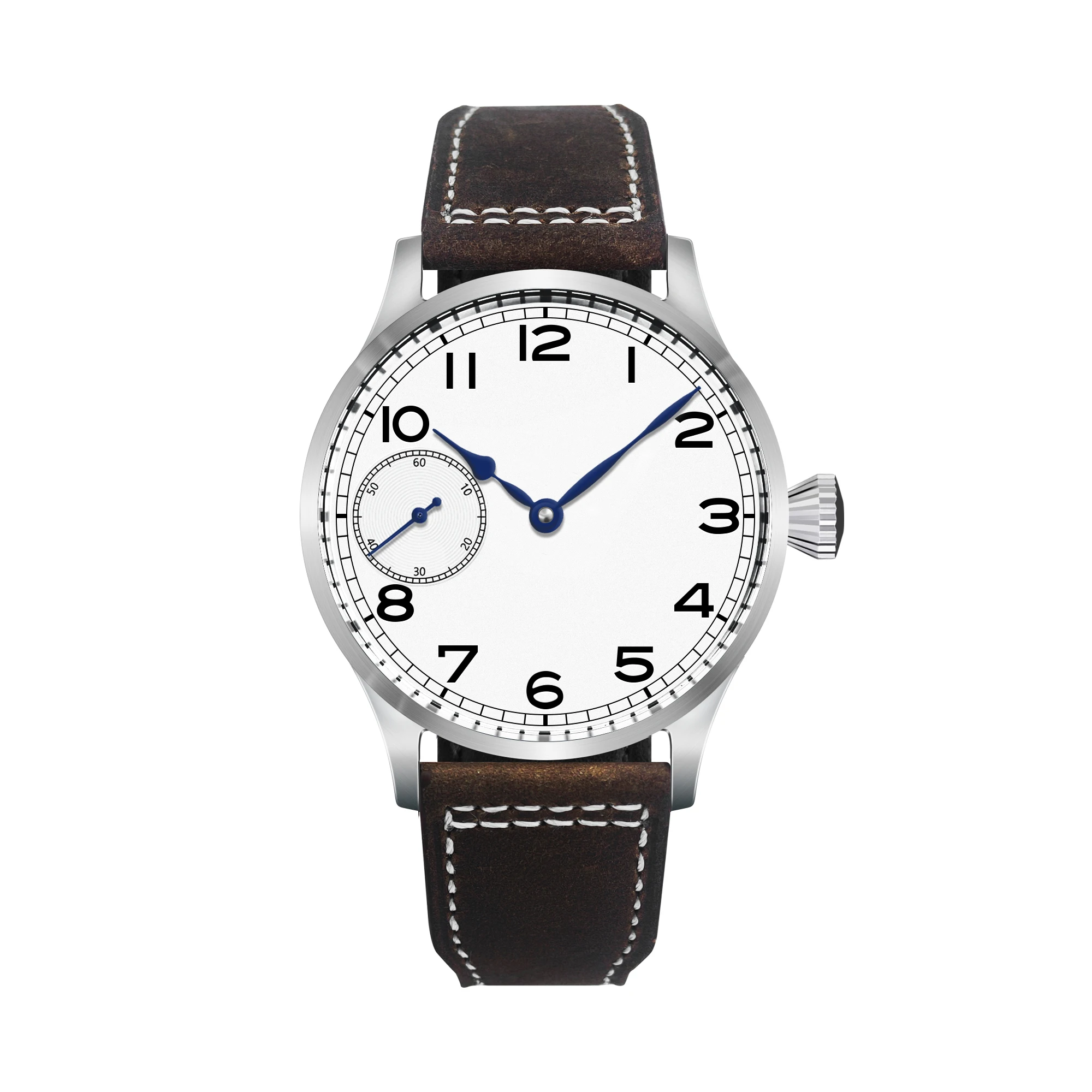 

New Sterile Corgeut 42mm Pilot Watch Men Hand Wind Mechanical ST3600 Sapphire Leather Wristwatch