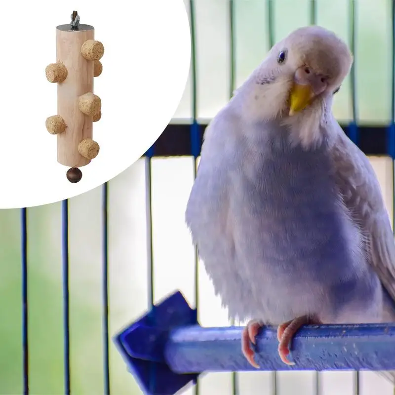 Bird Parrot Toy Natural Wooden Blocks Bird Chewing Toy Parrot Cage Bite Molar Toy Parrot Cage Colorful Hanging Decoration