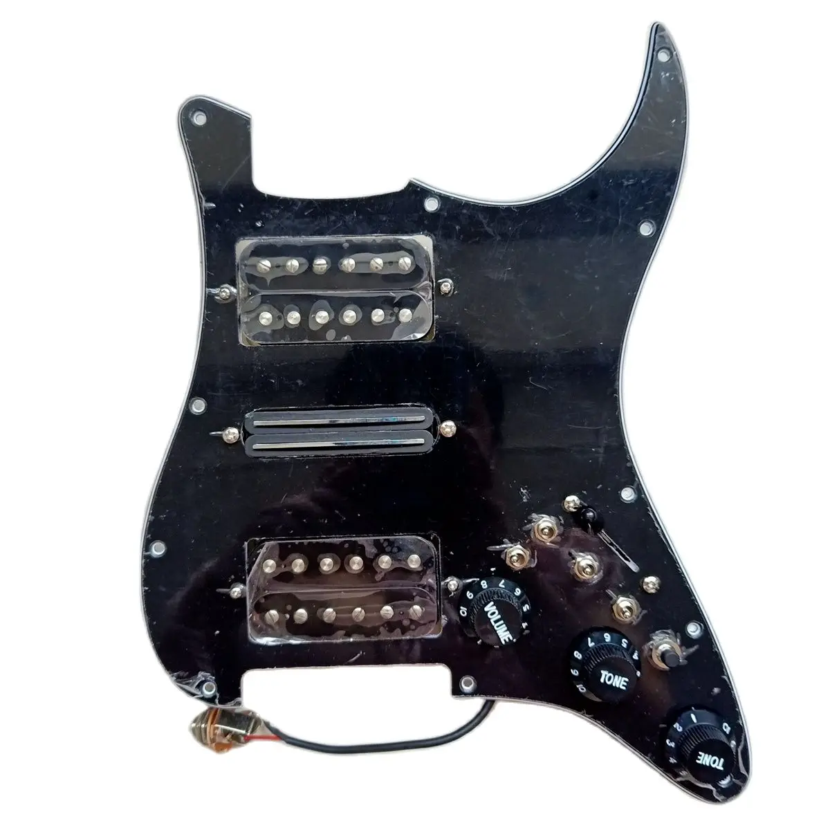 

Black Guitar Pickguard Pickups Black HSH Alnico 5 Humbucker Pickups Guitar Wiring Harness 7 Way 4 Push-Pull Switch Guitar