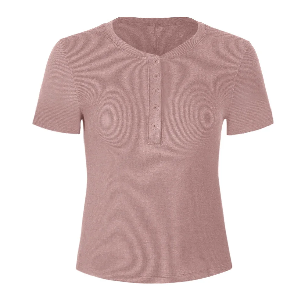 

Новая вязаная рубашка Lanjing Modal Henley, женская спортивная рубашка для йоги, футболка для бега, фитнеса, топы с короткими рукавами