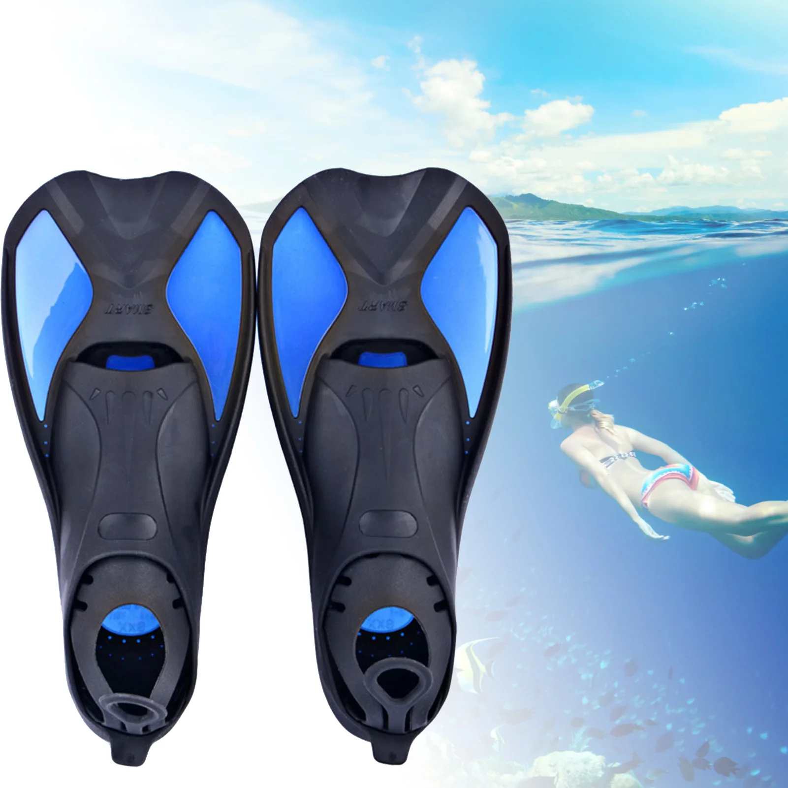 Unisex Soft Elastic Silicone Short Scuba Fins Anti-skid Diving Snorkeling Swimming Shoes Outdoor Beach Swimming Tool