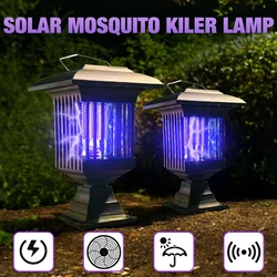 Solar Mosquito Killer Lamp, LED UV, choque elétrico, armadilha de mosquito, impermeável, inseto ao ar livre, Bug Zapper, luz para gramado e jardim, 1 pc, 2pcs