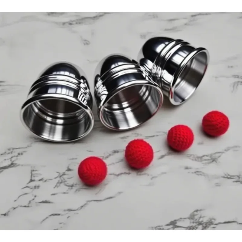 Professionele grote kopjes en ballen goocheltrucs set met aluminium hakbeker – close-up magische illusie gimmicks rekwisieten