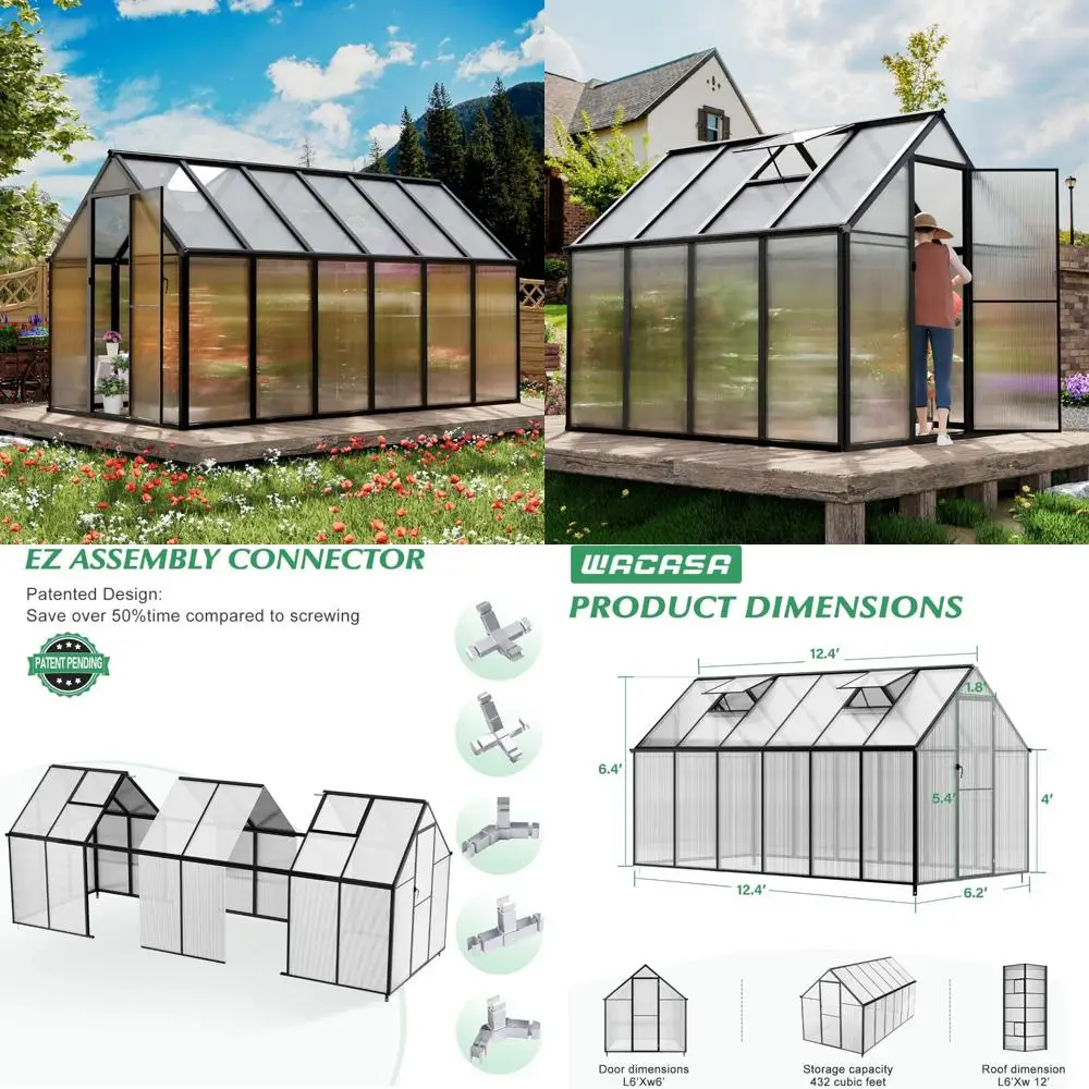 

Сверхмощная теплица с алюминиевой рамой, защелкивающаяся сборка, защита от ветра и снега, идеально подходит для садоводства и городского сельского хозяйства, 6 шт.