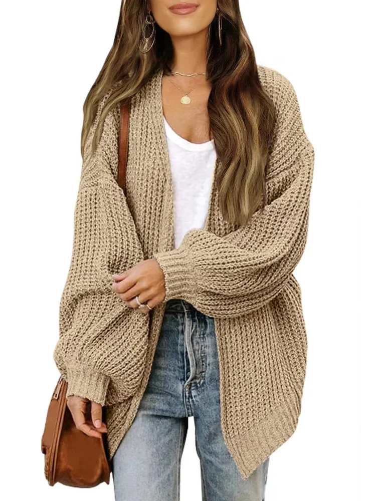 

Spring American Sle Women's V-ne Loose Long Sve Knitted Open Cardigan Sweater Outerwear Polyester Fiber Spring Autumn