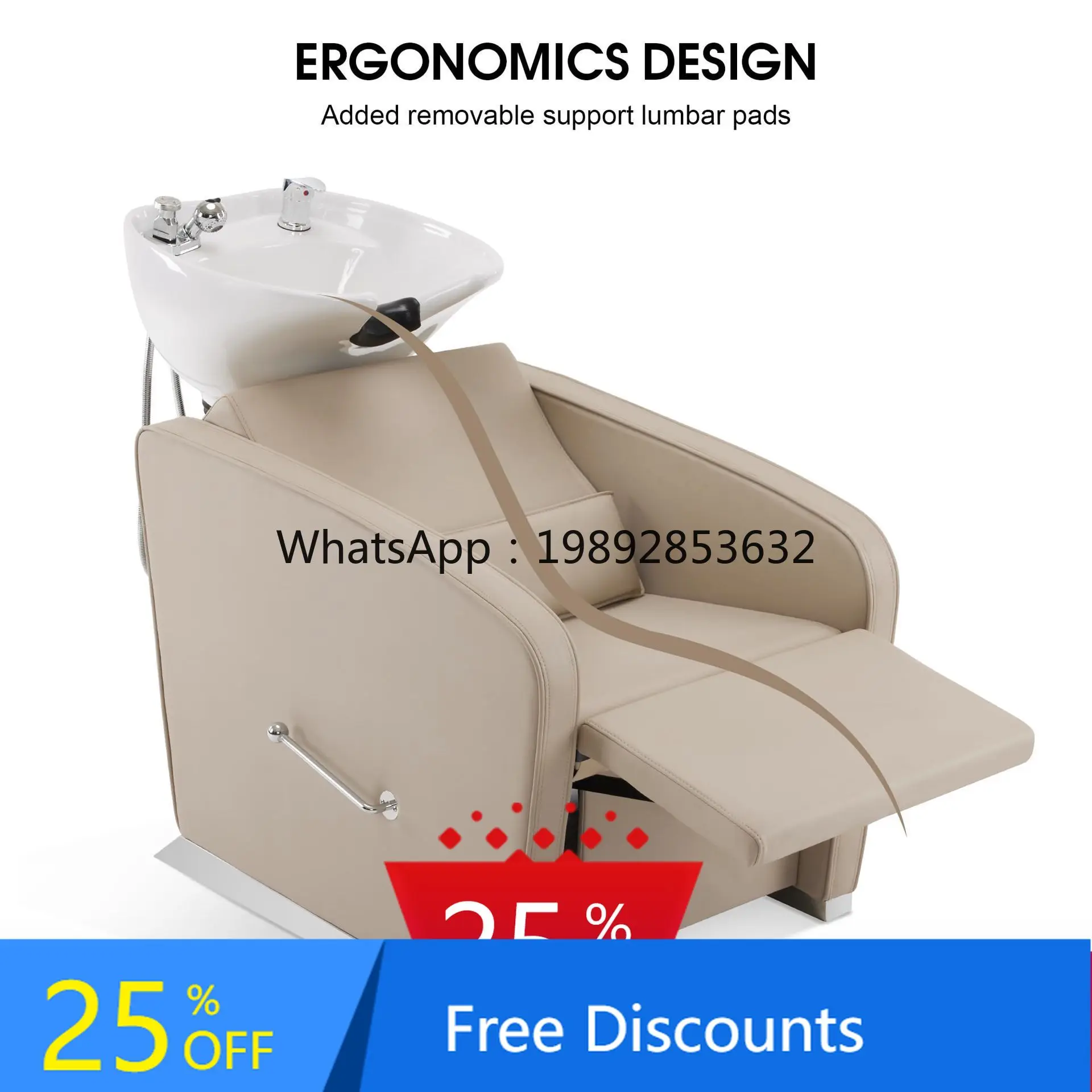 AA  Semi-Reclining Shampoo Bed for Hair Salon, Simple Sitting Hair Therapy Salon Washing Bed