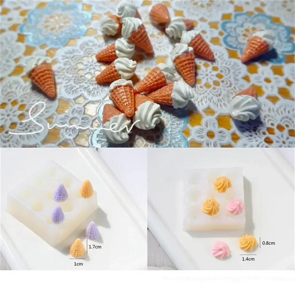 1 Set Mini Cone Cream Silicone Mold Cake Decor DIY Chocolate Cupcake Candy Desserts Fondant Mold Baking Scented Candles Decor