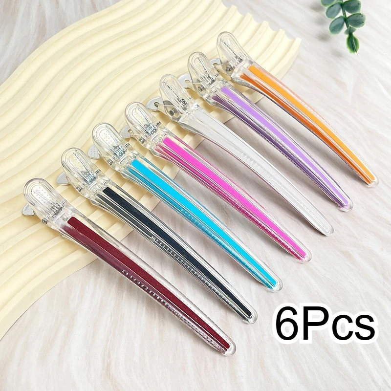 6Pcs Pro Seamless Alligator Clip Hair Clips Barbershop Haircutting Sectioning Hairpins Salon Household Styling Tools Accessories
