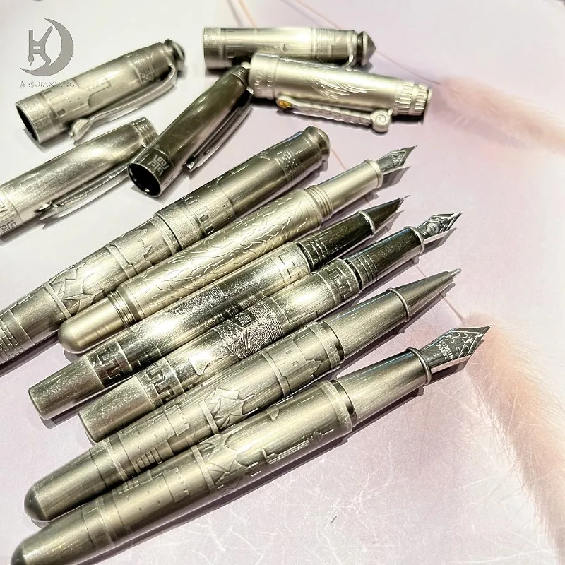 

Back to school gift Luxury Fountain Pen (Medium), Stunning Heavy Brass Pen, Hand Brushed Copper Finish, Converter, Best Writing