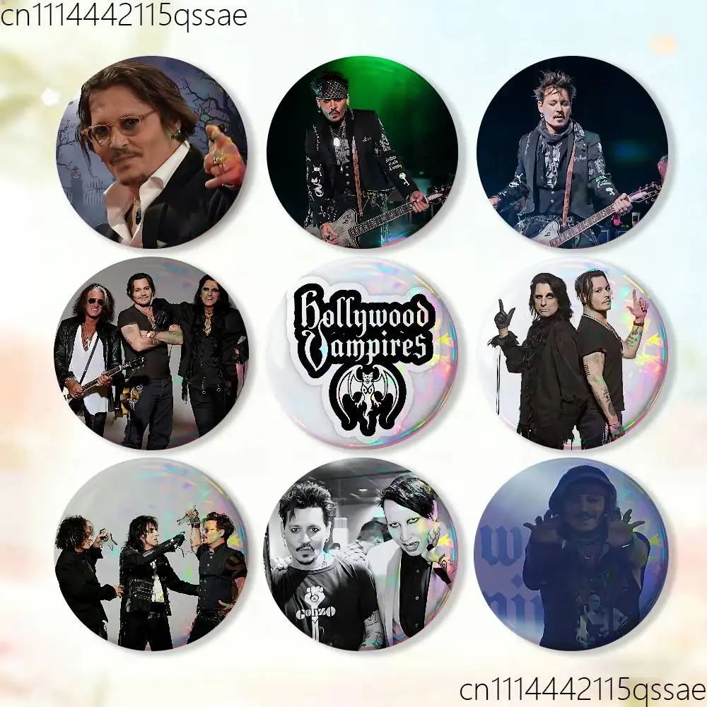 H-Hollywood Rise V-Vampires Badge Tinplate Soft Button Pin Brooch Metal Badge Custom Jewelry Accessories Hat Bag Lapel