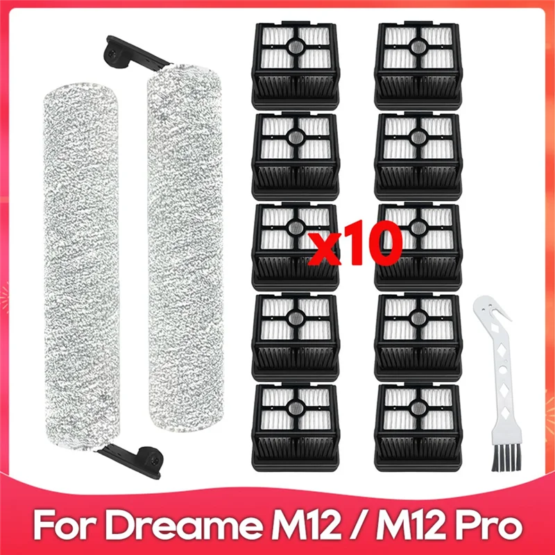 

N11R 13PCS For Dreame M12 / M12 Pro Floor Scrubber Vacuum Accessories Roller Brush Hepa Filter Replacement Spare Parts