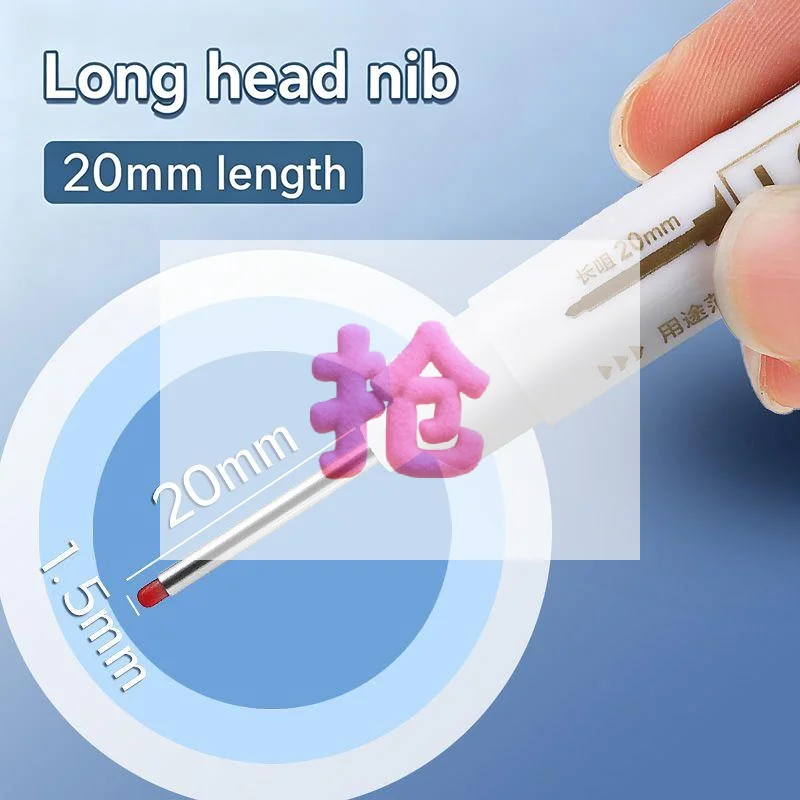 

1 шт. Маркер-ручка с длинным наконечником, водостойкий, для глубоких отверстий, для металла, ванной комнаты, деревообработки, плитки, для винтов, 20 мм, маркер-ручка для разметки