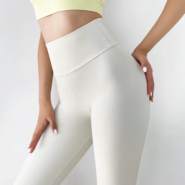 여성용 요가 팬츠 타이트 스킨-라이크 러닝 피트니스 트레이닝 하이 웨이스트 힙업 복부 슬리밍 탄력 스포츠 팬츠