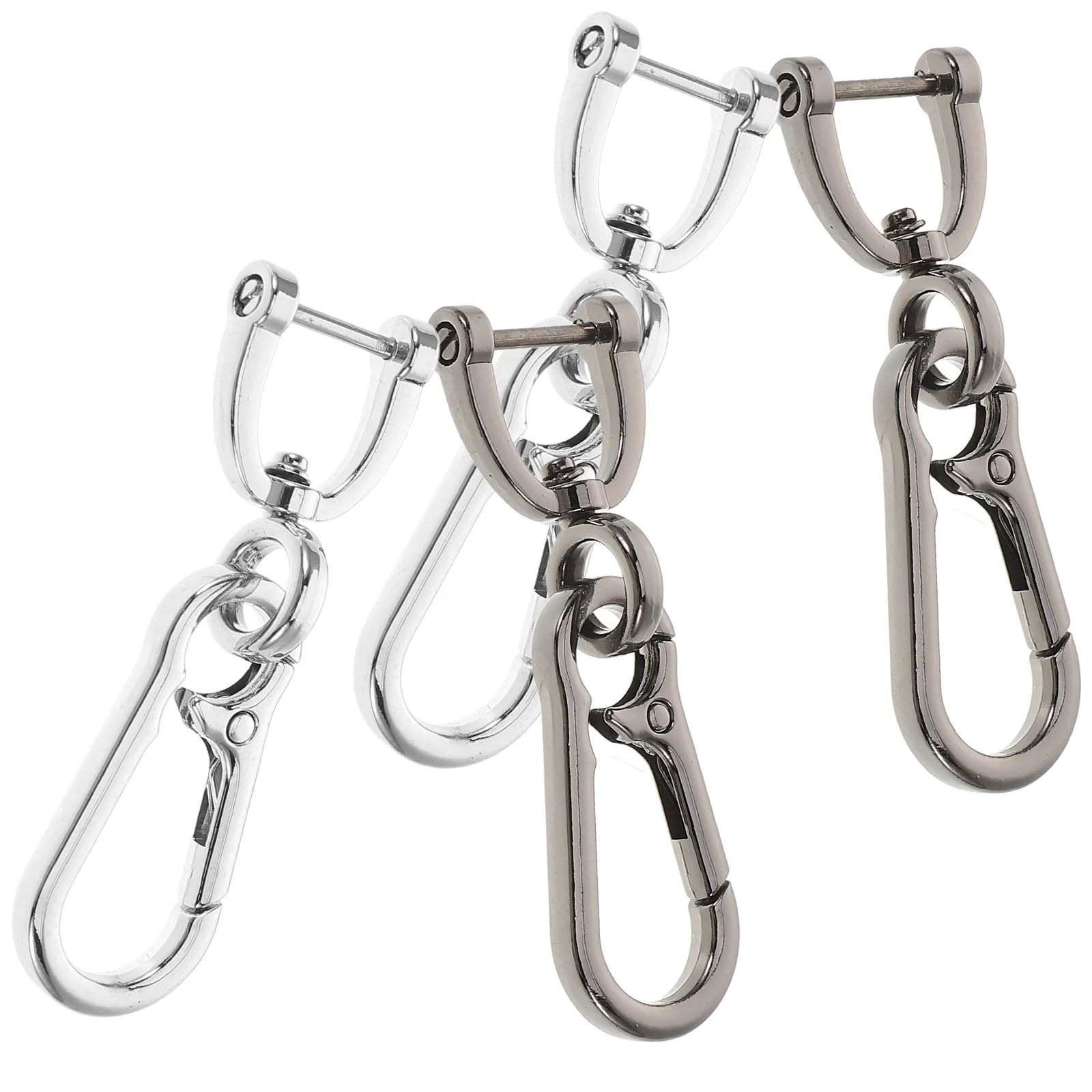 

4Pcs Zinc Alloy Horseshoe Buckle Keychain Heavy Duty Carabiner Clip Detachable Swivel Hook AntiLost Climbing Camping Hiking