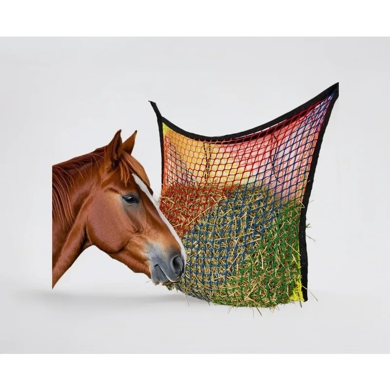 2-Pack Assorted-Color Hanging Hay Nets, Small-Mesh Hay Nets for Outdoor Horse Feeding