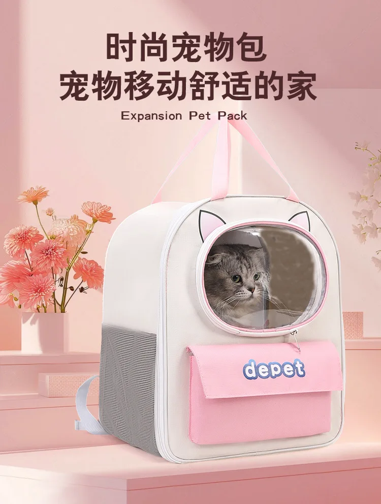 

Cat bag, space capsule double - shoulder cat backpack, cat school bag,outdoor large - capacity dog bag