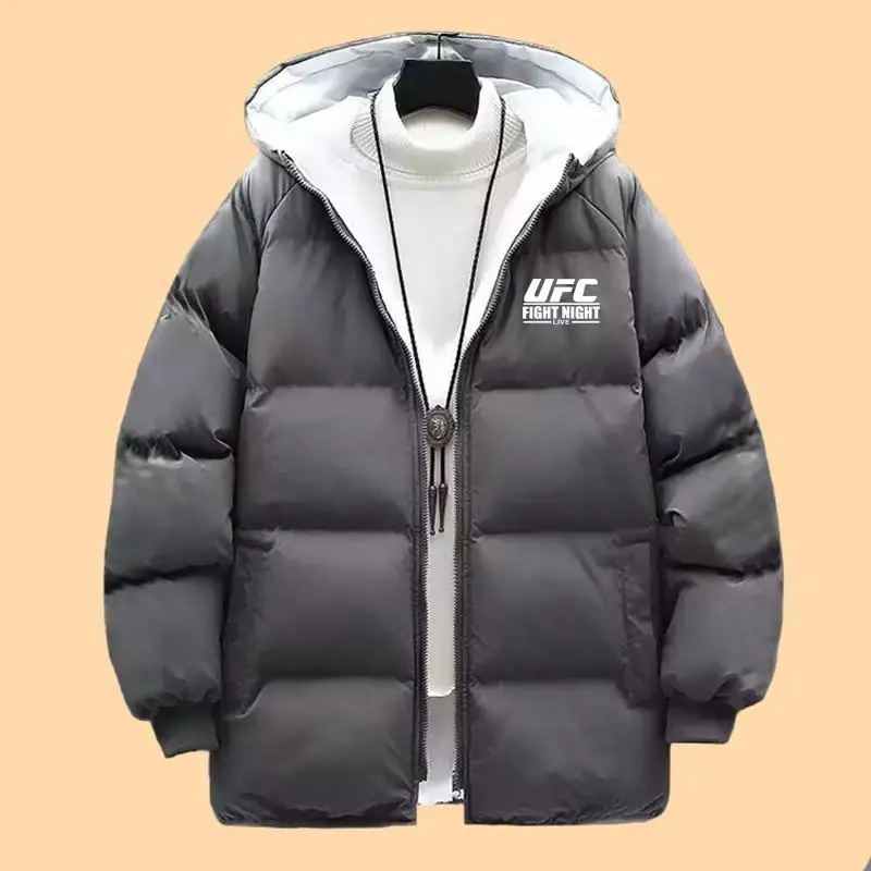 UFC Autumn Winter MMA Boxing Padded Coat Thick Warm Hooded Jacket Training Puffer Outerwear Men New Hot 2026 Oversized
