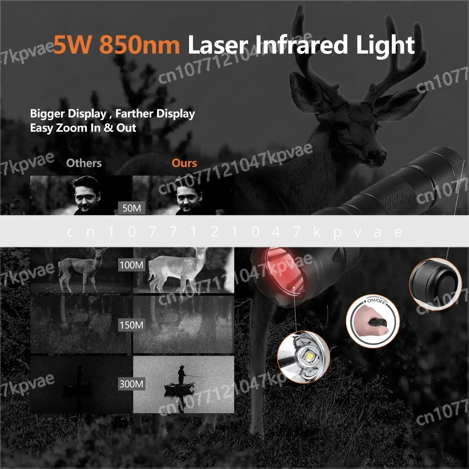 MS32 Night Vision Scope Rifle Scope for Hunting with IR850 Illuminator MOA Recording Range Finder Infrared Tactical Monocular