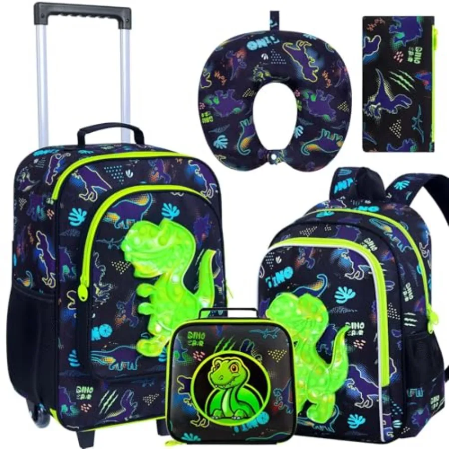 

5Pcs Luggage for Boys, Rolling Travel Carry on Suitcase for Toddler with Wheels