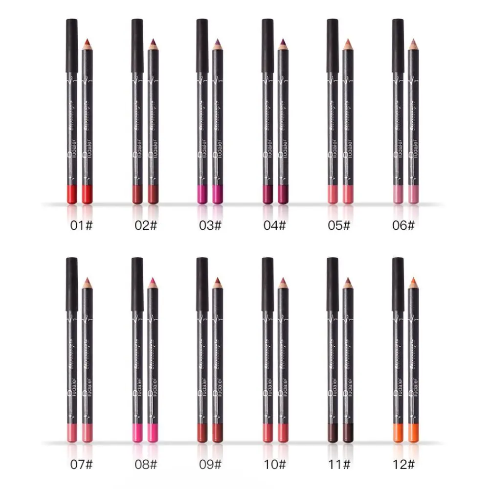 Fashion Waterproof Lipliner Pen Set Red Matte Contour Tint Lipstick Make Up Moisturize Nude Brown Lip Liner Pencil Gift