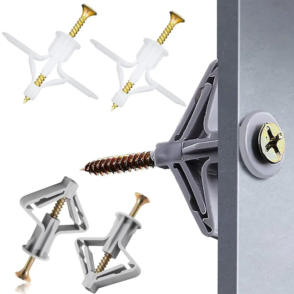 Plasterboard Dowels with Fixings Screws Self-Drilling Expansion Screw Tube Gypsum Drywall Anchor Fastener Kits Hardware Tools