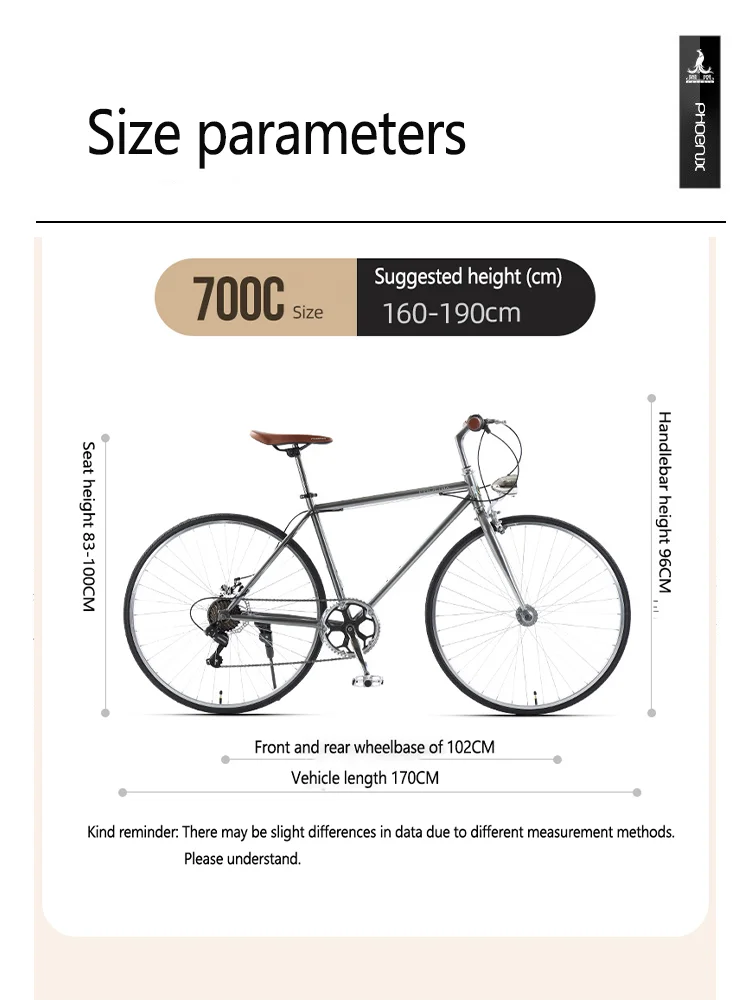 Retro Road Bike for Adults, Aluminum Alloy, V-brake, Disc Brake, Commuting, Vintage Bicycle, 7 Speed