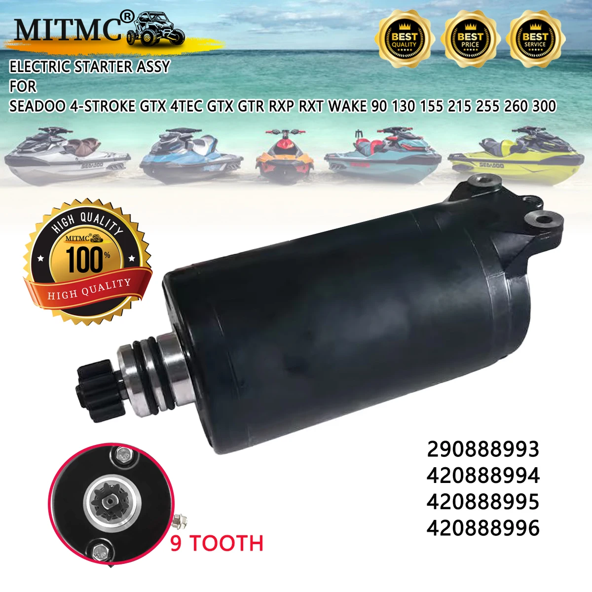 

Электрический стартер в сборе для SEADOO GTX 4-Tec GTX GTR RXP RXT Wake 90 130 155 215 255 260 300 Лодка 290888993 420888994 420888995