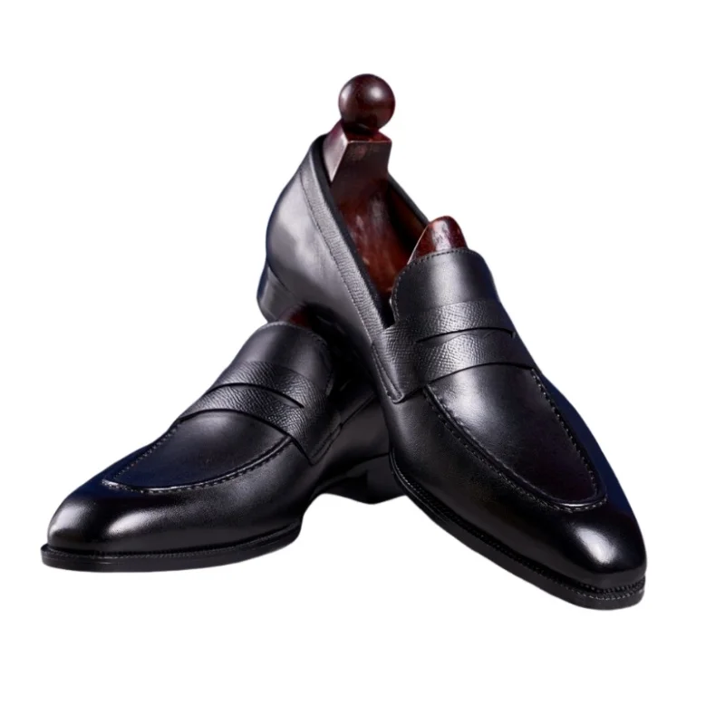 

French Style Temperament Loafers Trendy Simple and Comfortable Nice Calfskin Rubber Sole Men's Loafers with Breathable AG2517