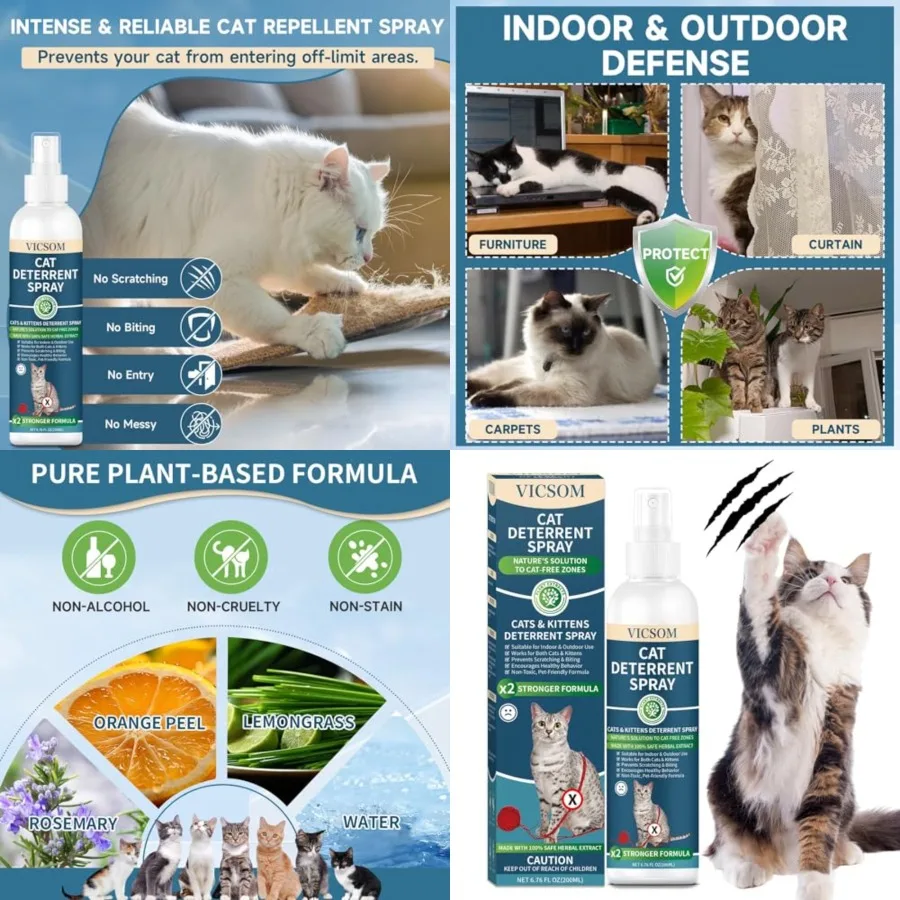 

Натуральный спрей для отпугивания кошек для использования в помещении и на открытом воздухе, для сохранения кошек и котят от мебели, диванов, диванов, штор и растений