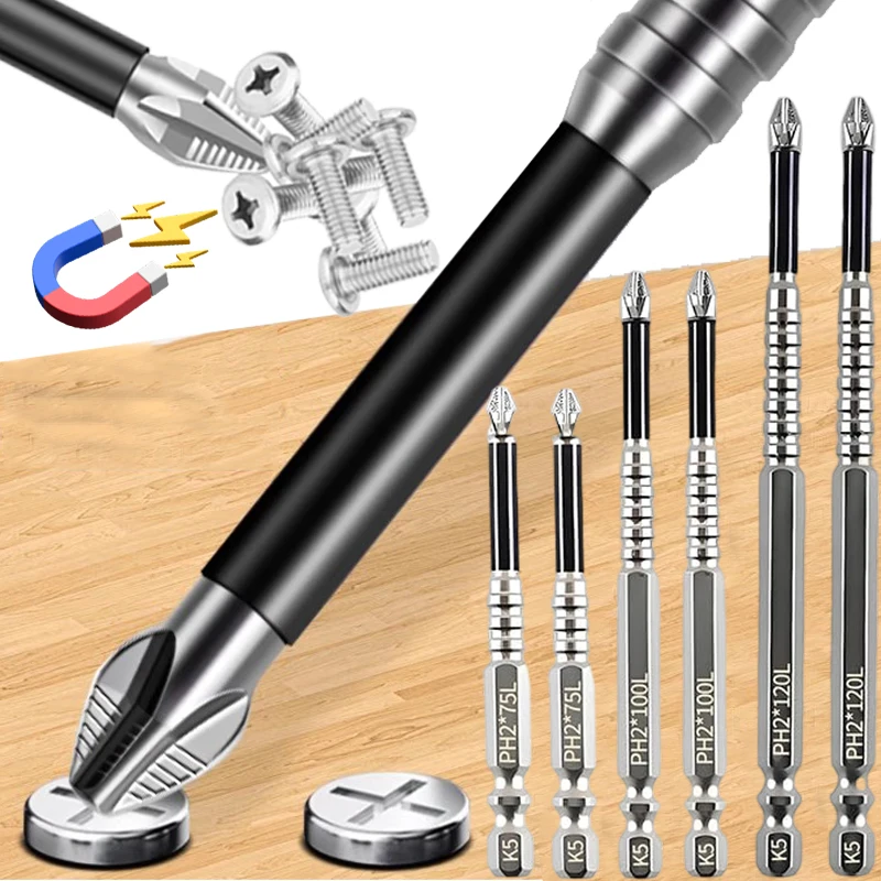 Strong Magnetic Screwdriver Drill Bits Set Alloy Stee Cross Impact Driver Bits Anti-Slip Screwdrivers for Electric Power Tools