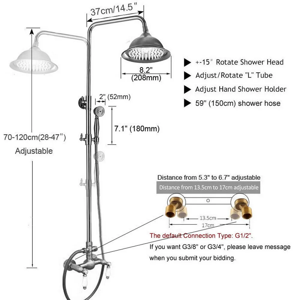 Antique Brass Bathroom Rainfall Shower Faucet Set Mixer Tap With Hand Sprayer Wall Mounted Bath Shower Sets Double Handle Nan101