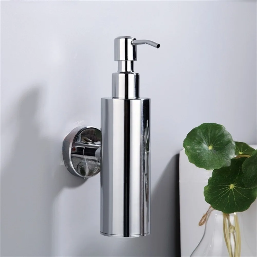 

1pc Stainless steel soap dispenser; hotel wall-mounted shower gel and hand sanitizer press liquid box; kitchen soap bottle