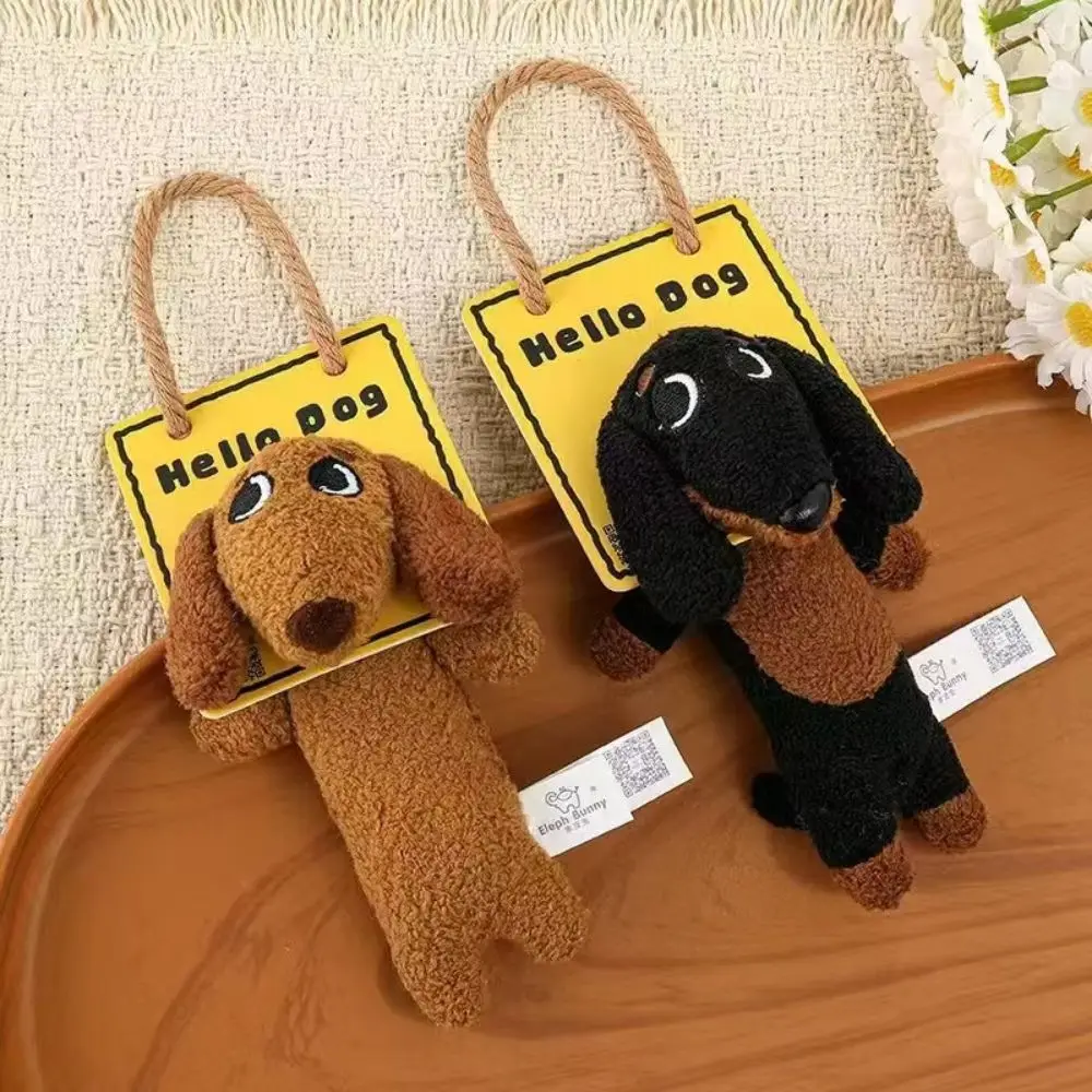 Bag Charm Dachshund Plush Pendant Pet Lovers Soft Cute Sausage Dog Keychain Stuffed Animal Jewelry Gift Puppy Hanging Backpack