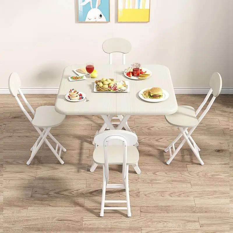 Folding table home dining folding simple small apartment dining table and chair combination portable