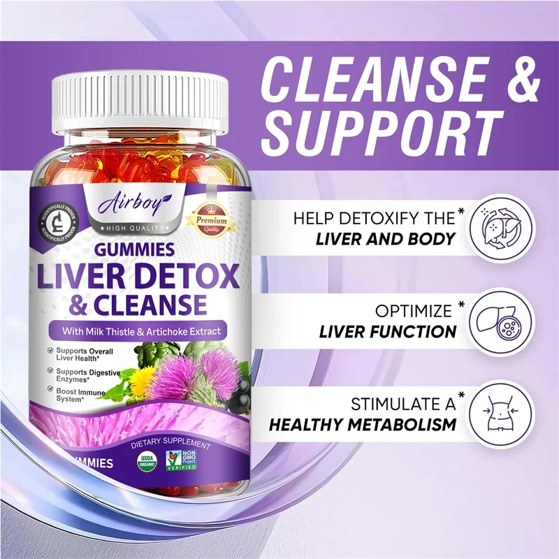 Liver Detox & Cleanse Gummies - with Milk Thistle, Dandelion - Help Cleanse, Detoxify and Purify The Liver, Improves Digestion - Image 6