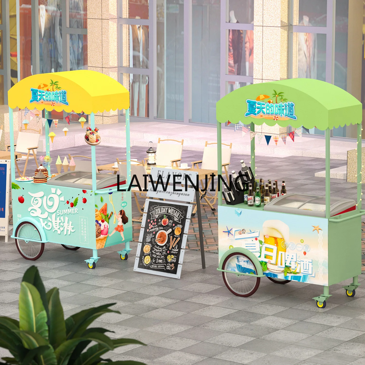 

SGF Night Market Mobile Ice Cream Truck Wrought Iron Outdoor Display Multifunctional Dining Truck